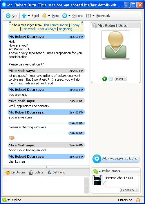 Fraude no Skype Fraude no Skype