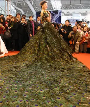 Vestido Feito com Penas de Pavão Vestido Feito com Penas de Pavão