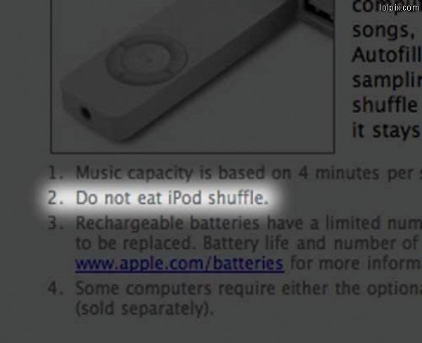 Não coma o Ipod Suffle Não coma o Ipod Suffle