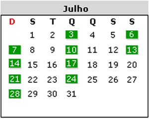 Mês de Julho