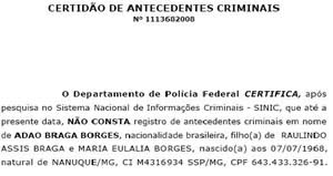 Certidão Antecedentes Criminais Certidão Antecedentes Criminais