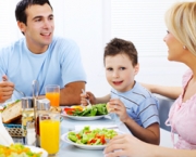 Family dining together.