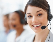 Cute business customer service woman smiling