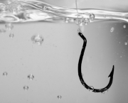 fish hook in water_b&w