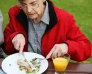 senior woman eating a healthy lunch