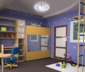 childroom modern design in loft apartment (3D image)