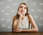 Girl in white and letters