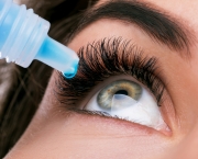 Woman and eye drops