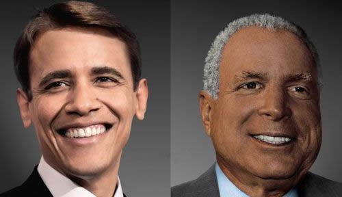 Barack Obama Branco e Mccain Negro