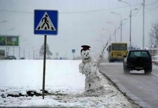 Guarda de Trânsito depois da Tempestade de Neve